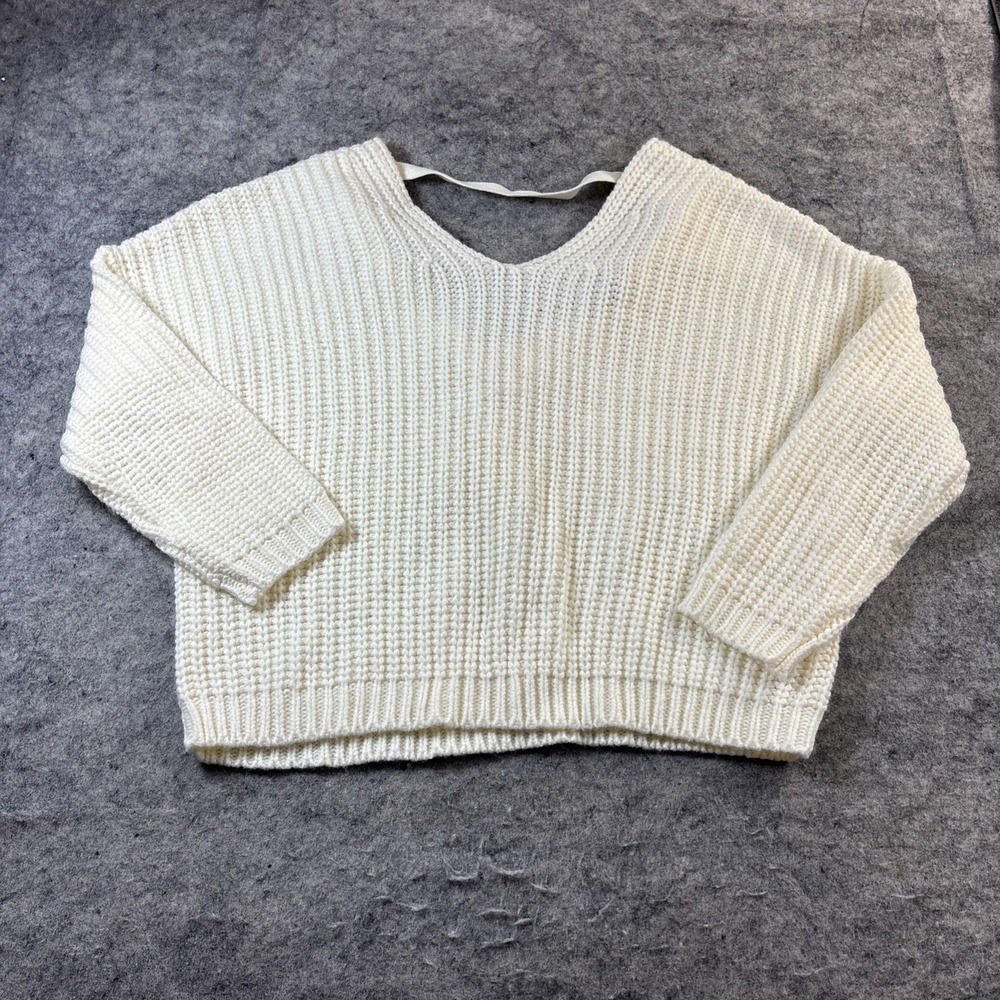 New Micha Lounge Women's Small Cream Oversized Knit Sweater Cottage Boho